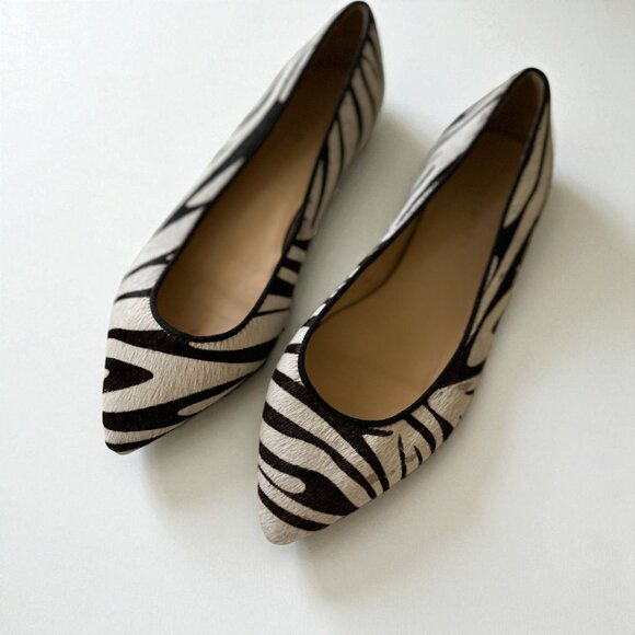 Talbots Zebra Print Pointed Toe Flats | Size 7.5 | Leather & Fur | Made in Brazi - Picture 9 of 9